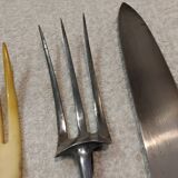 Salad serving set, silver handle, 950 Minerva, Rococo style.