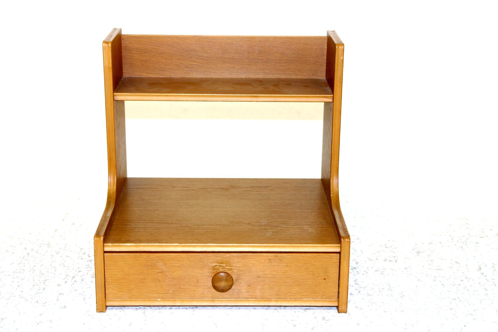 Oak wall console, suede, 1960