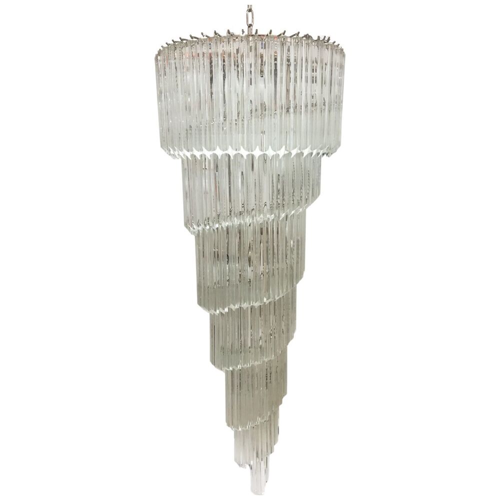 Clear quadriedro murano glass twister chandelier
