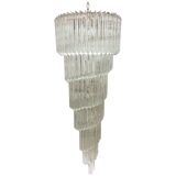 Lustre à torsion en verre de murano quadriedro transparent