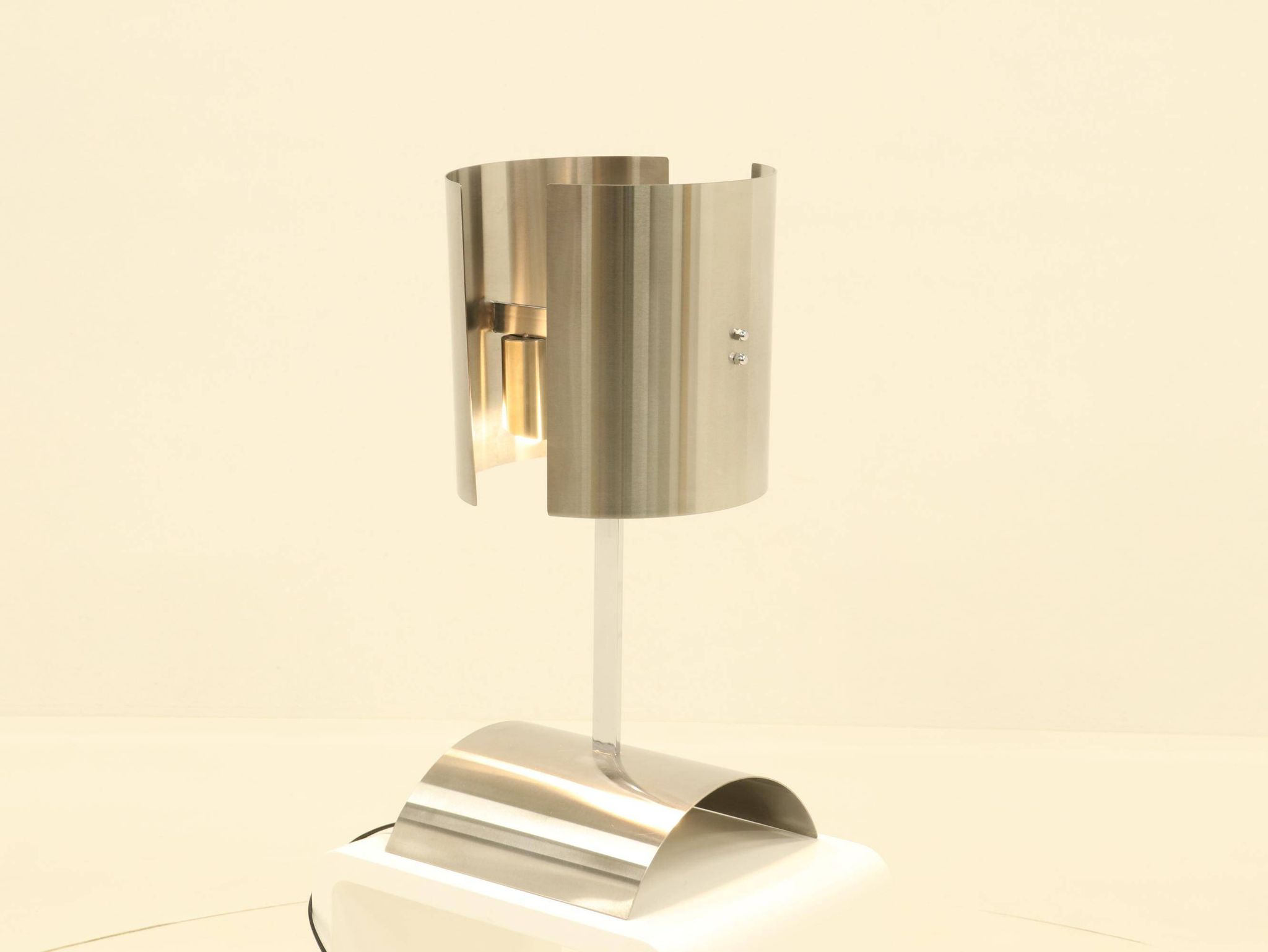 Rare Table Lamp in Stainless Steel by J. Bouvier, France, 1970s
