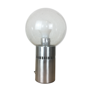 Lampe globe 70's aluminium - verre