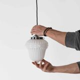 Ornate moulded art deco opaline pendant lamp