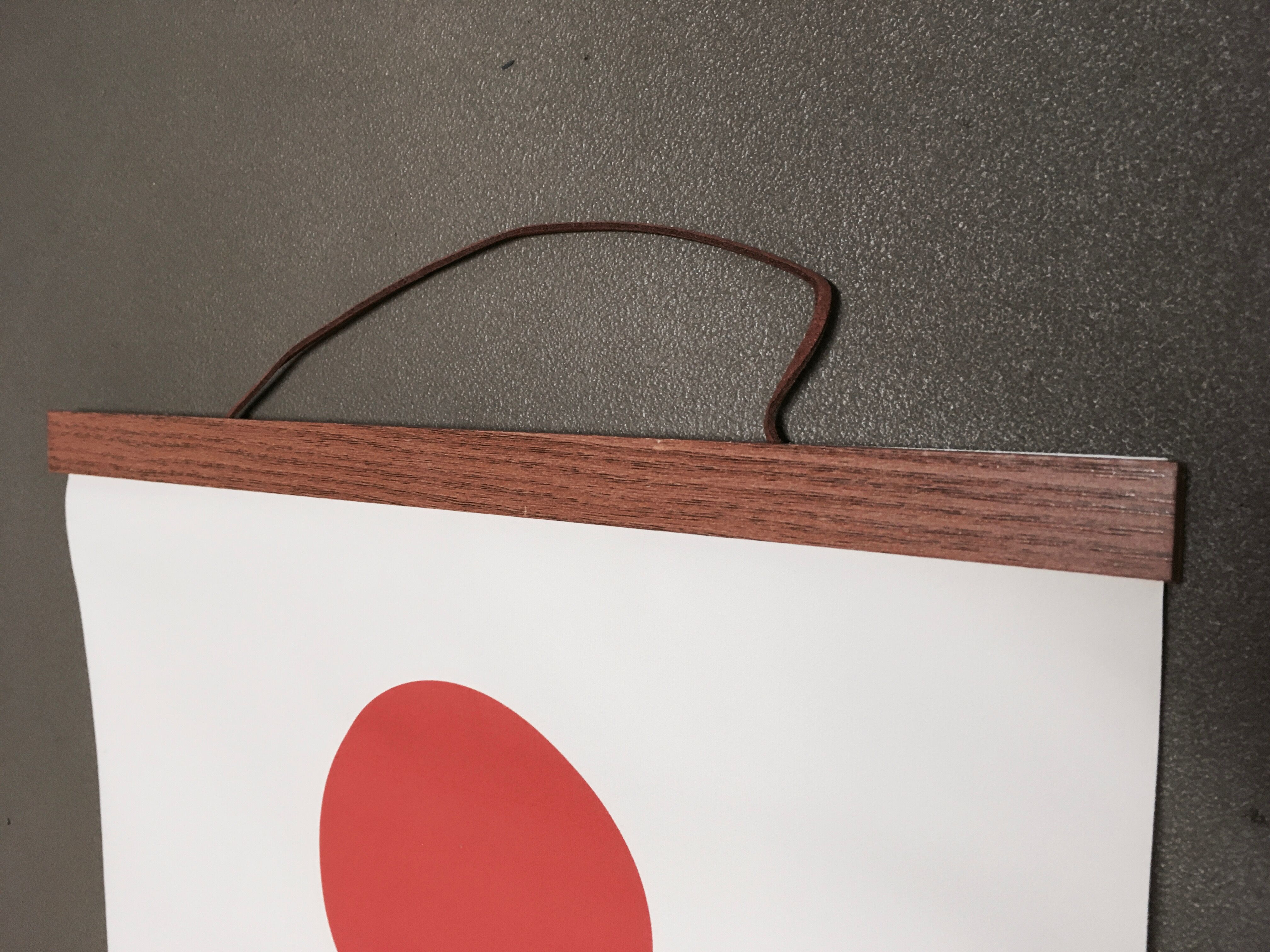 Set of 6 posters in leather and teak Scandinavian design