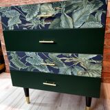 Renovated chest of drawers, green, Poland 1960s