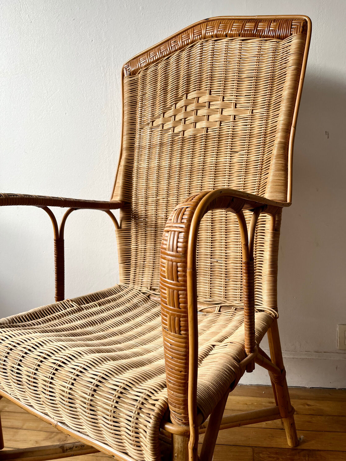 Vintage adult rattan armchair