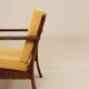 Pair of vintage curved beech armchairs, refurbished – Corduroy fabric