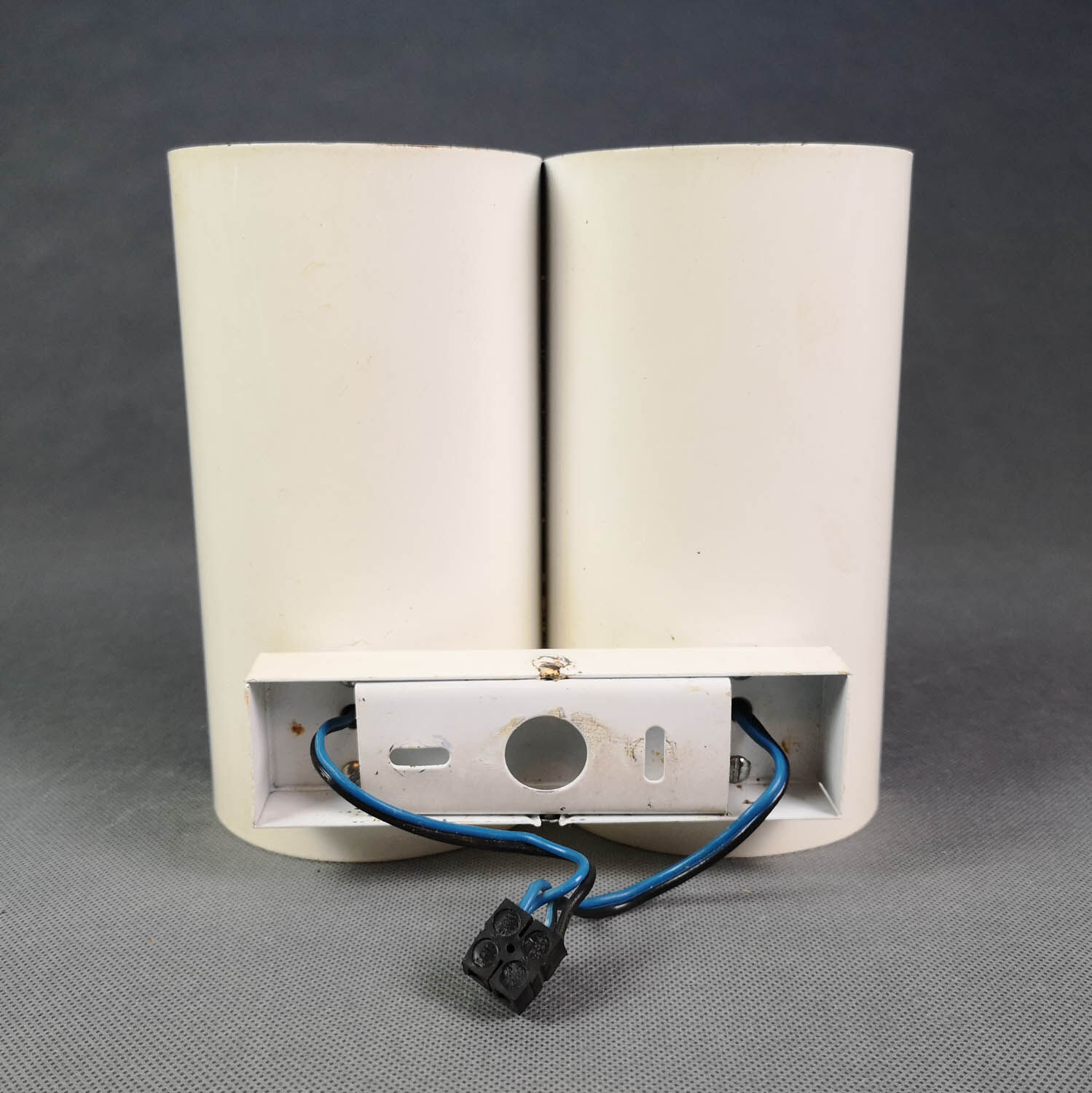 Rare 70's double wall lamp in brushed steel. Space age - French design