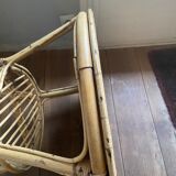 Rattan and bamboo table 60s