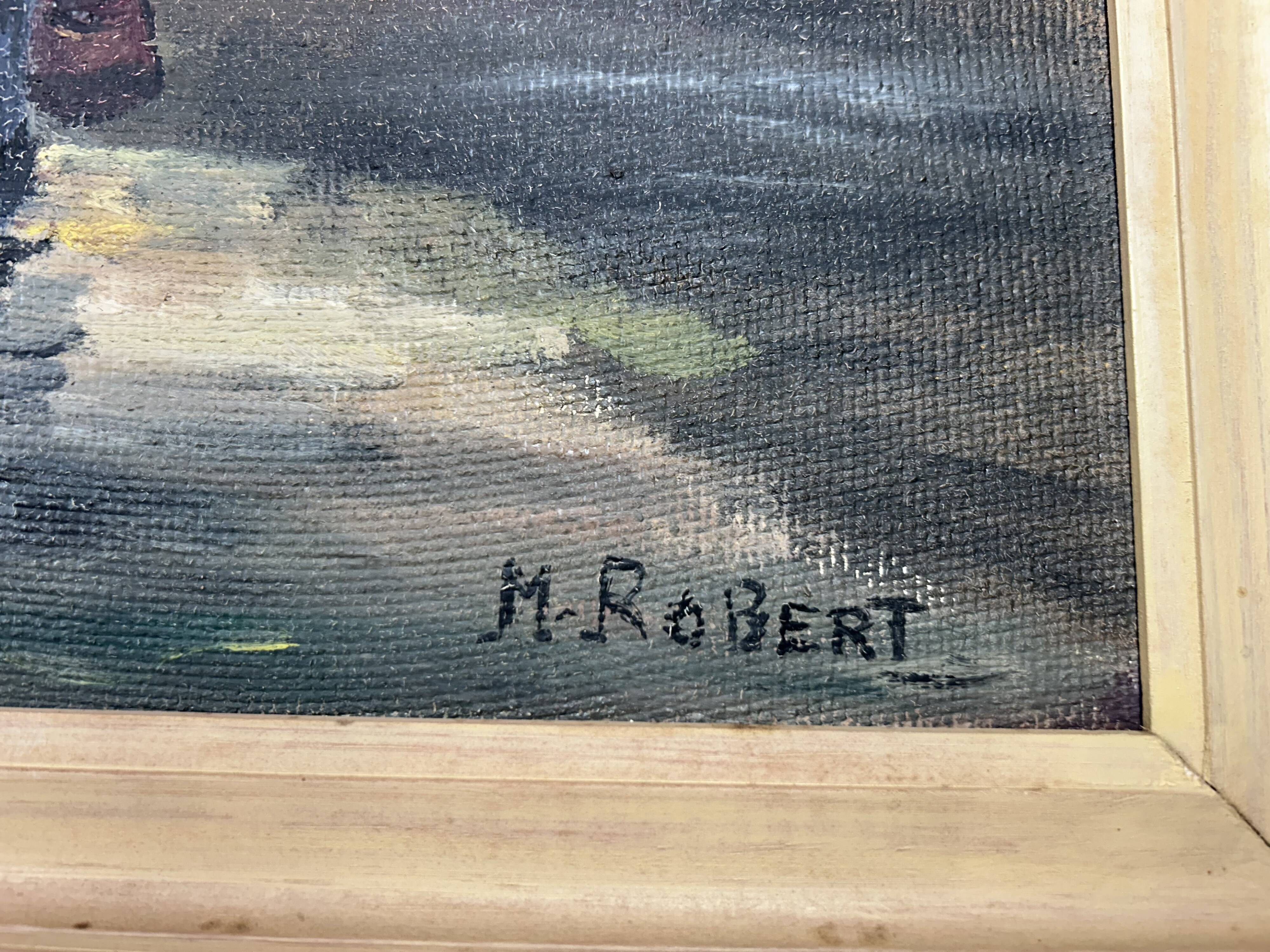 Seascape "Return from fishing" Morbihan - M Robert - oil on panel