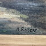 Seascape "Return from fishing" Morbihan - M Robert - oil on panel