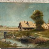 Old oil painting on canvas