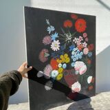 Bouquet de fleurs huile sur toile signé