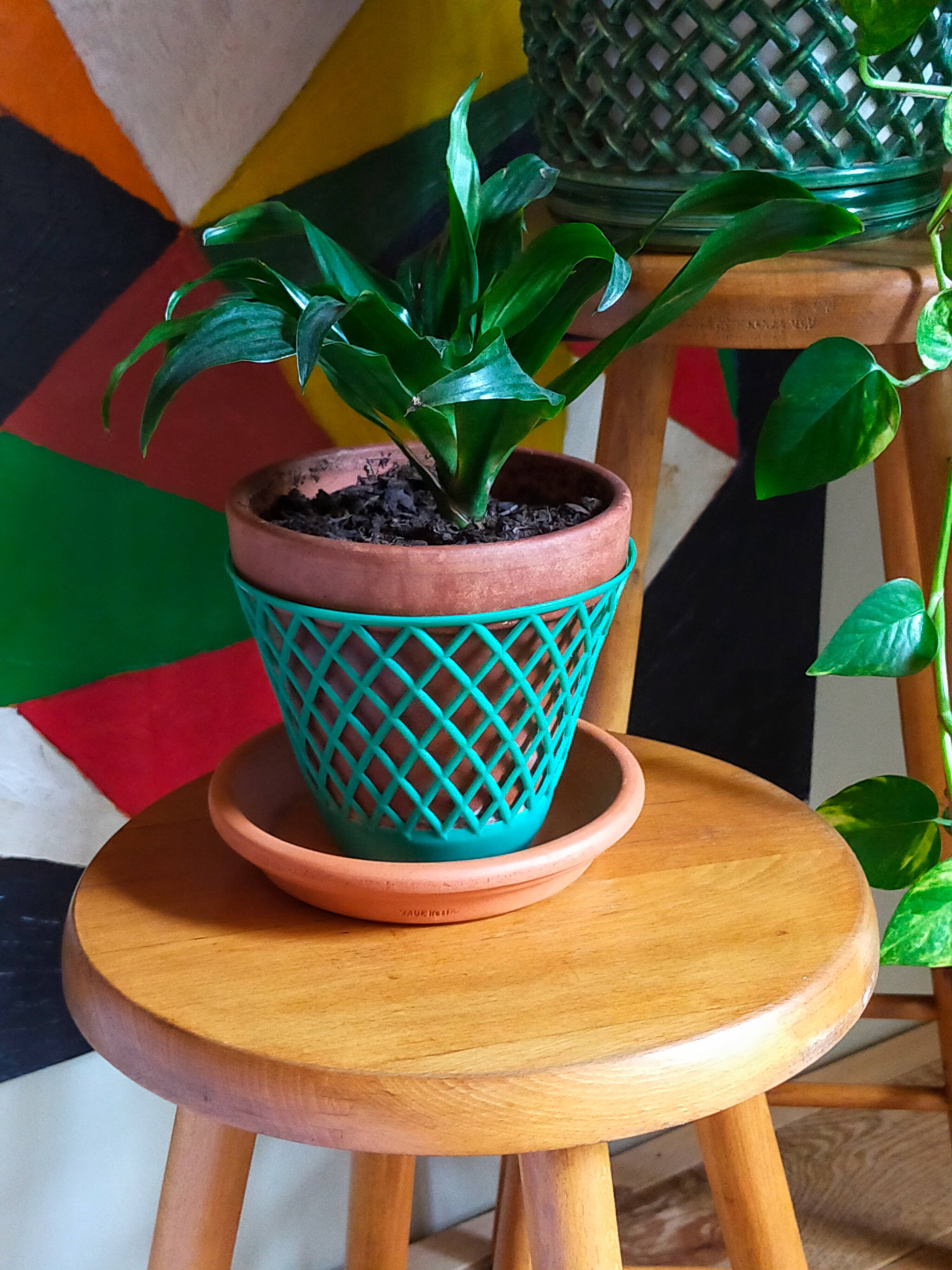 Vintage blond wooden stool