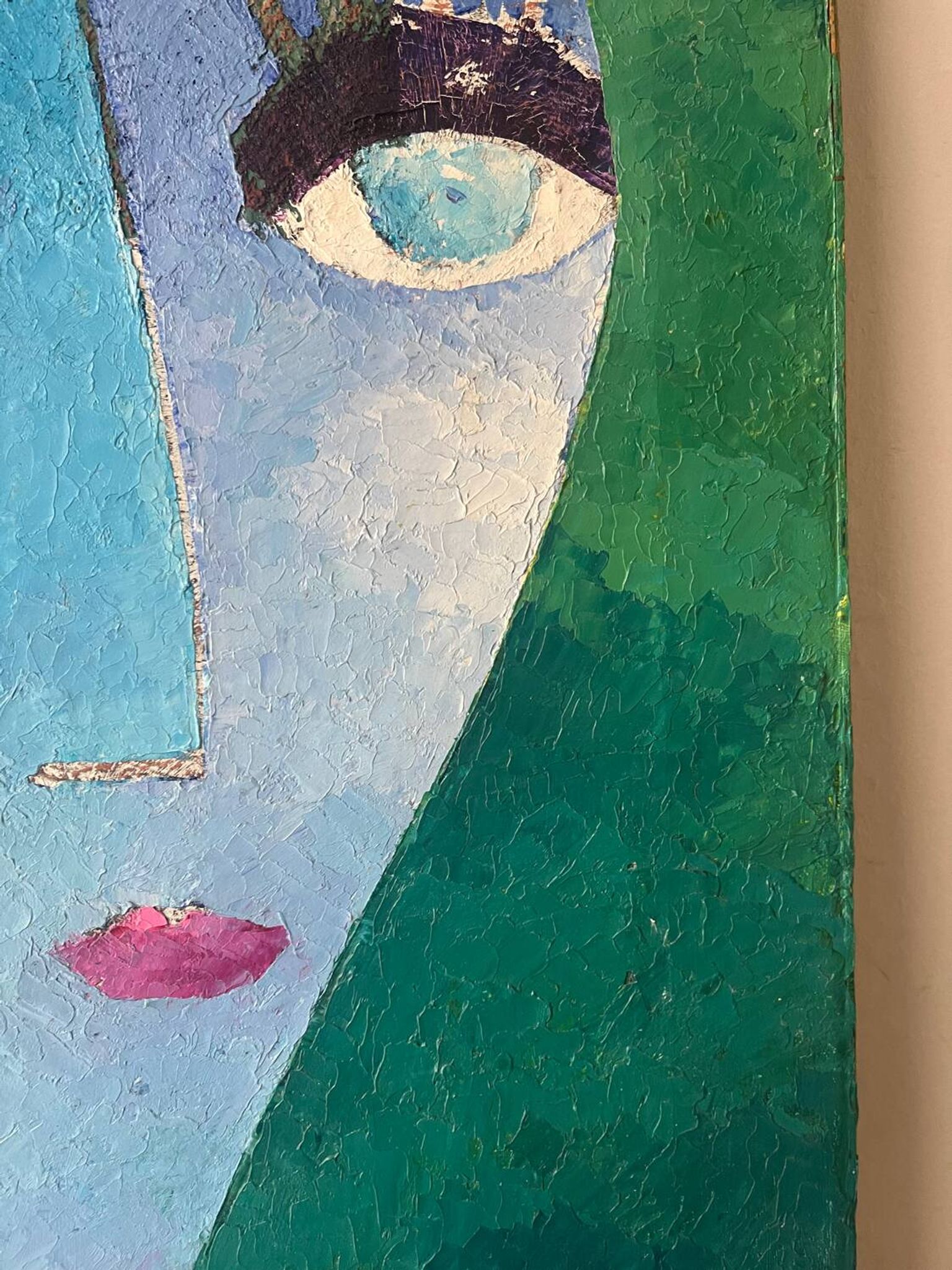 Portrait of a woman, modern abstract, oil on canvas signed 1992.