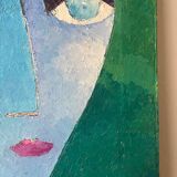 Portrait of a woman, modern abstract, oil on canvas signed 1992.