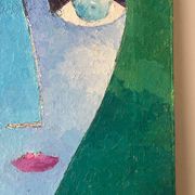 Portrait of a woman, modern abstract, oil on canvas signed 1992.