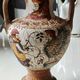 Reproduction Greek Amphora vase in terracotta, cracked effect - Greek Gods/Deities. Signed