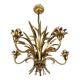 Italian Chandelier Pendant Lamp, Gilt Metal, 1970s
