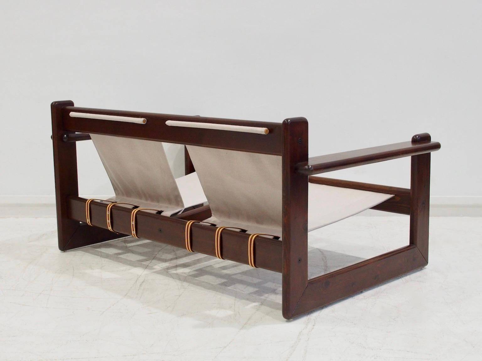 Brazilian walnut sofa and mid-century fabric