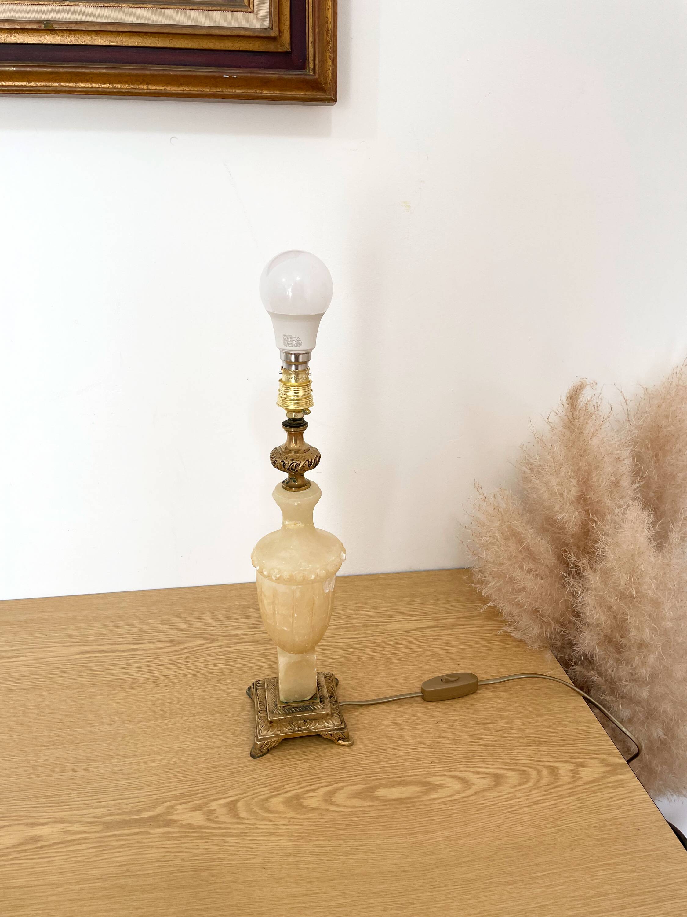 Antique lamp in onyx and bronze - early 20th century