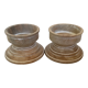 Pair of wooden candlesticks with a white effect