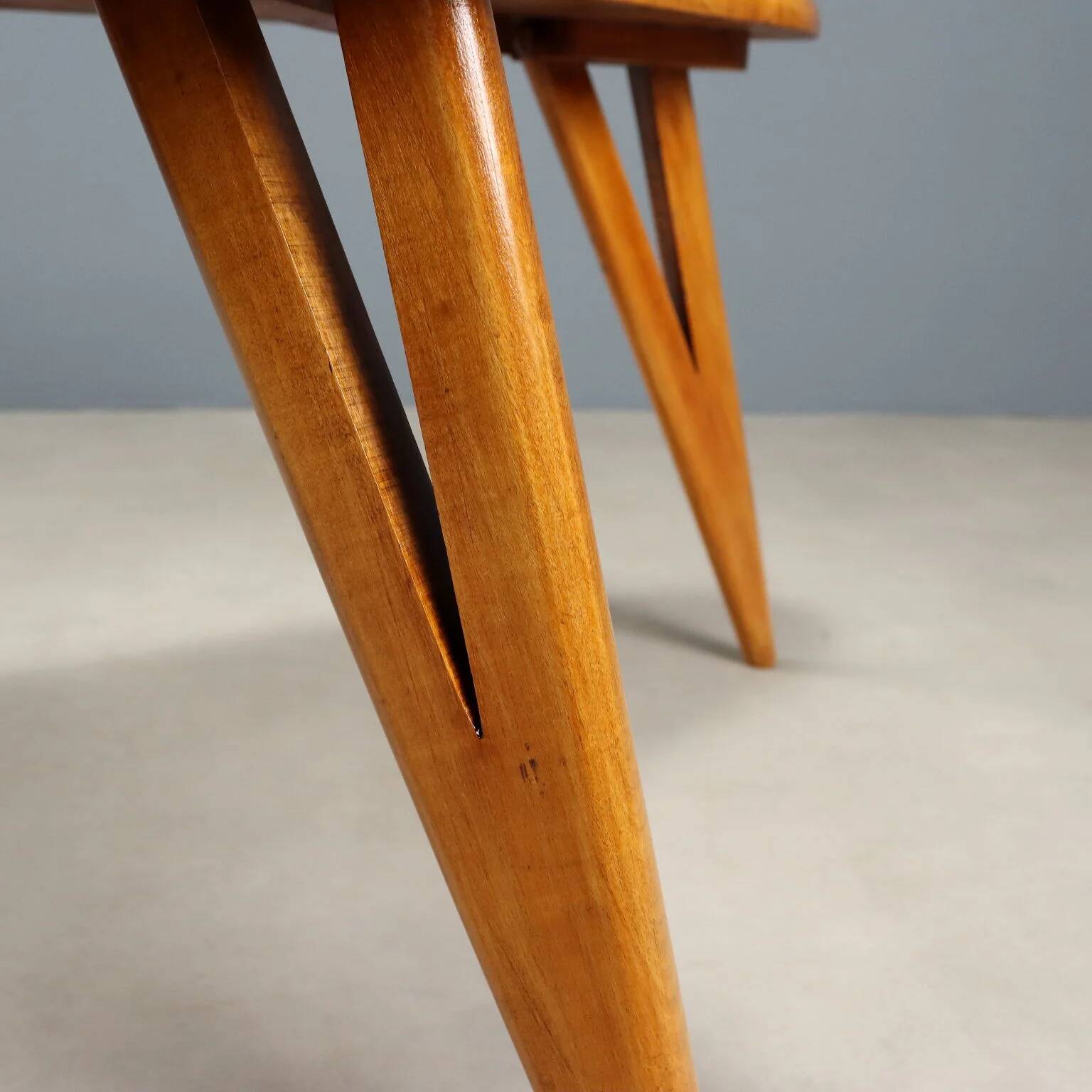 Vintage beech wood coffee table, painted, design from the 1950s.
