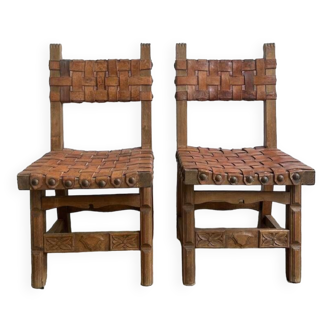 Set of 2 vintage spanish brutalist navarro argudo chairs