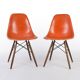 Orange Pair (2) Herman Miller Original Vintage Eames DSW Side Shell Chairs
