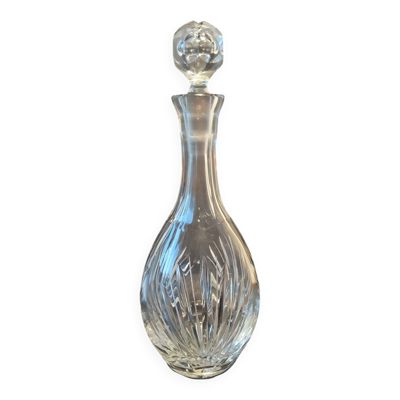 Carafe vintage en cristal taillé à bouchon floral