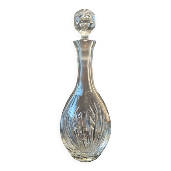 Carafe vintage en cristal taillé à bouchon floral