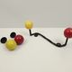 Vintage hook 2 hooks and 2 individual hooks in black metal and tricolor wood