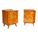 Pair of vintage Czechoslovak bedside cabinets with burl veneer, mid-century modern, 45 × 34 × 45 cm