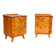 Pair of vintage Czechoslovak bedside cabinets with burl veneer, mid-century modern, 45 × 34 × 45 cm