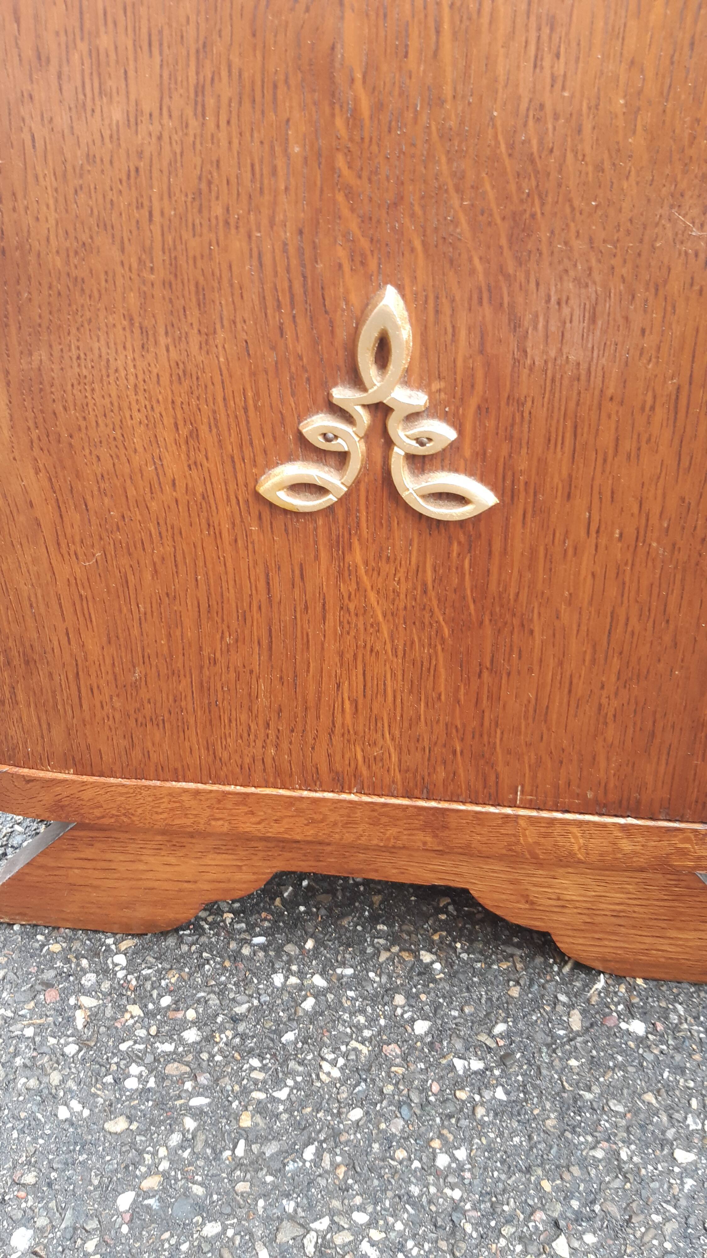 Art Deco oak and marble bedside tables 1930