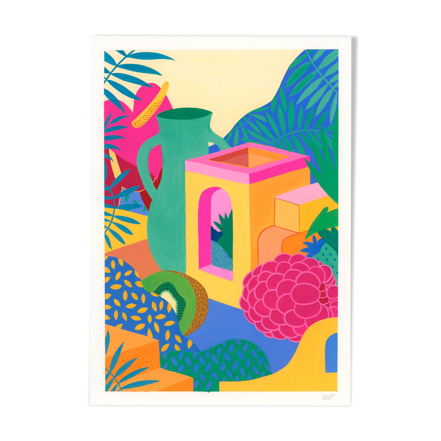 Original painting, raspberry house