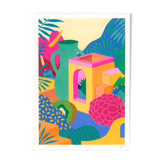 Original painting, raspberry house