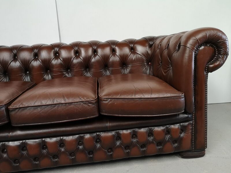 Vintage brown leather chesterfield sofa