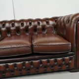 Vintage brown leather chesterfield sofa