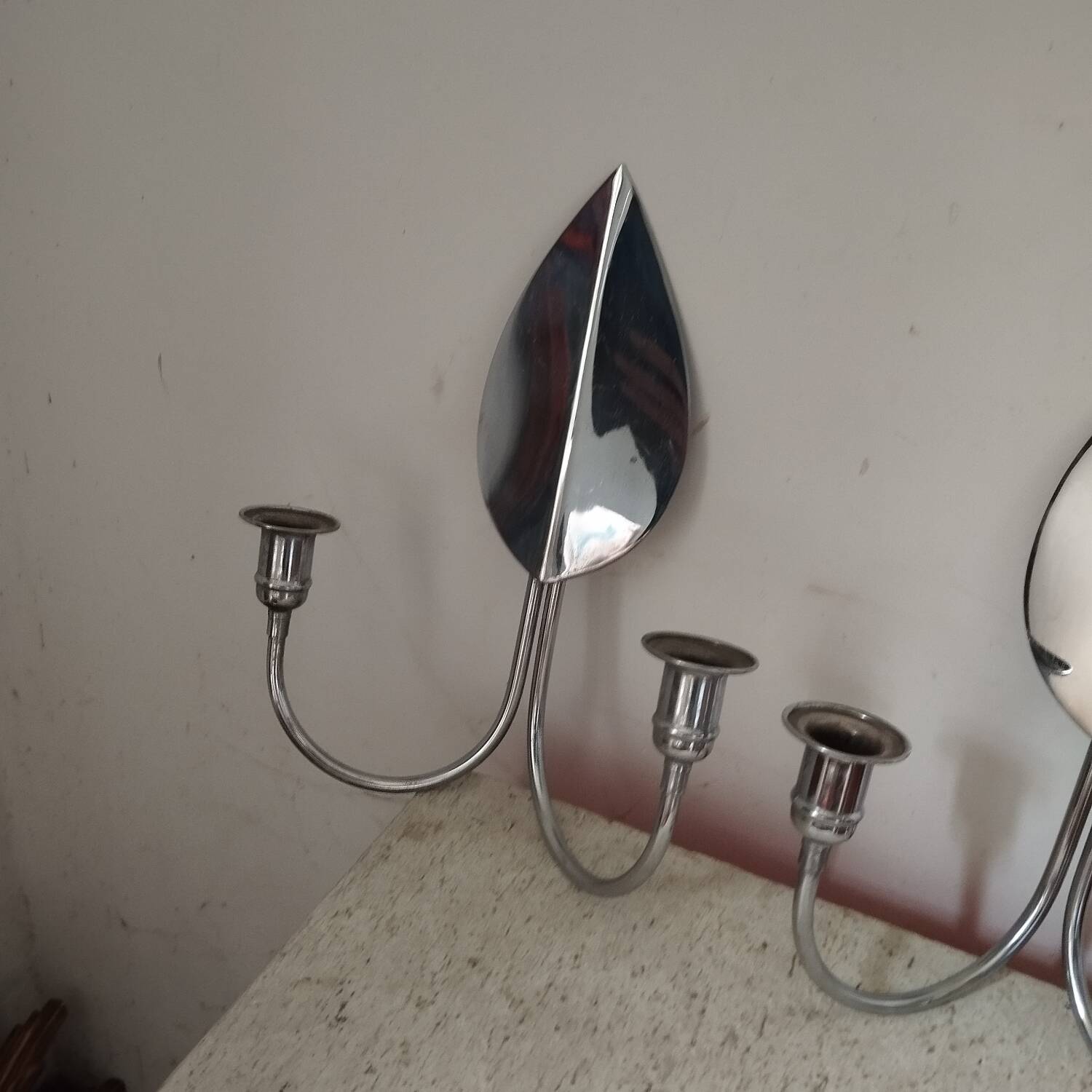 2 chrome candlestick wall lights from the 70s