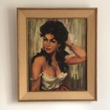 Portrait of a gypsy woman. Oil on canvas signed. Format 12F.