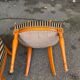 4 chaises style directoire en bois massif et velours vert beige