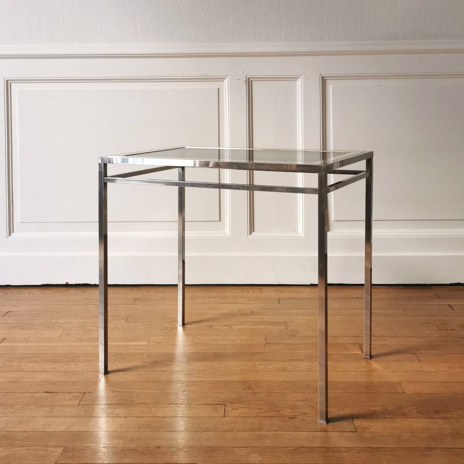 Chrome brass side table, 1970.