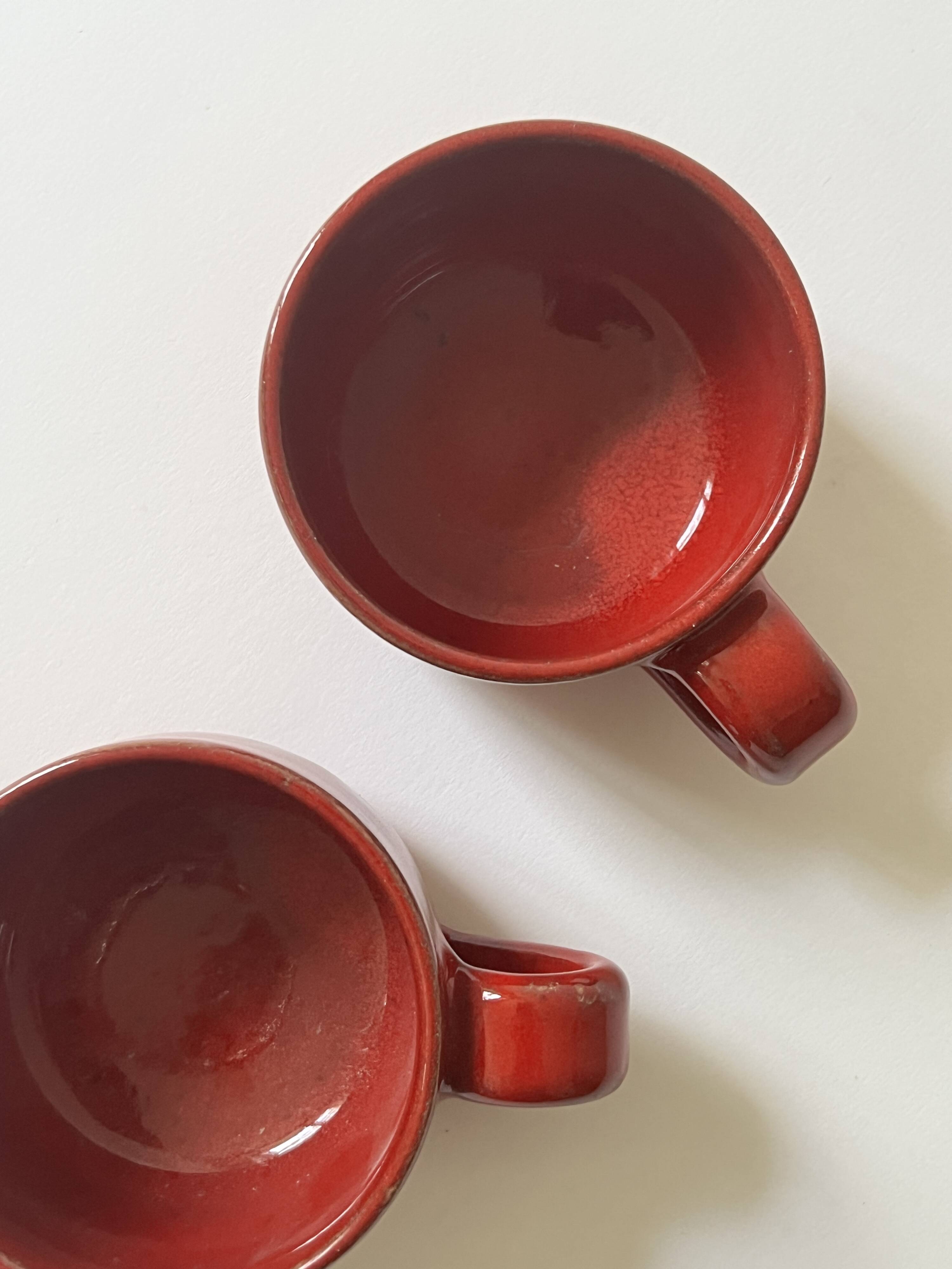 Set of 2 glazed ceramic cups by Robert Picault, Vallauris 1950