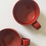 Set of 2 glazed ceramic cups by Robert Picault, Vallauris 1950