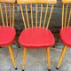 (Lot) 4 Baumann Chairs Compass Legs Vintage Red