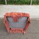 Fauteuil crapaud en velours rose saumon 1950