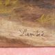 Antique Painting Signed and Dated Animated Landscape Oil Painting on Wood Panel