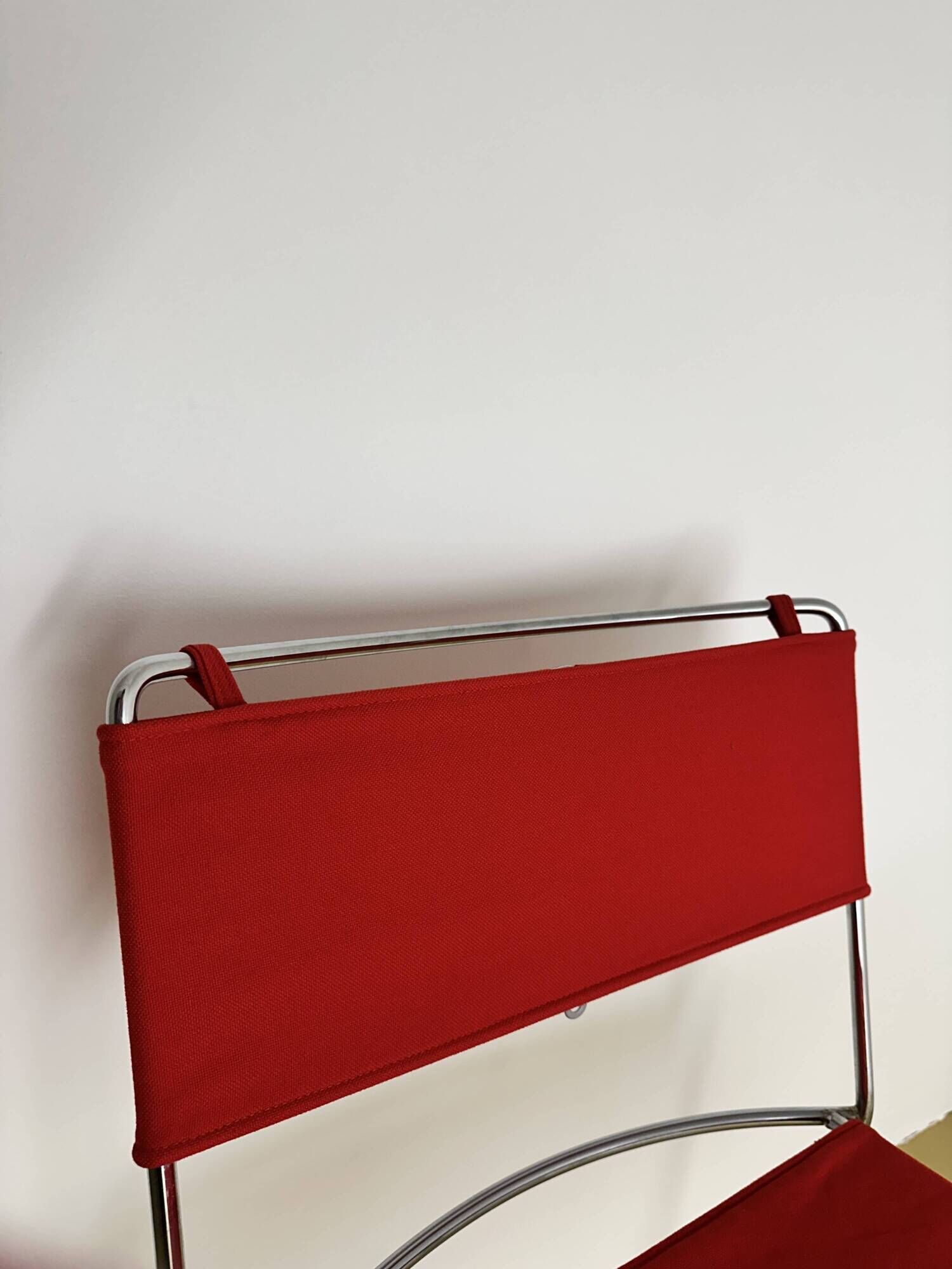 Delfina Chair Enzo Mari for Rexite 1974 Chrome Steel Kvadrat Field Fabric