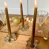 Set of 3 Pierre d'Avesn style glass candle holders